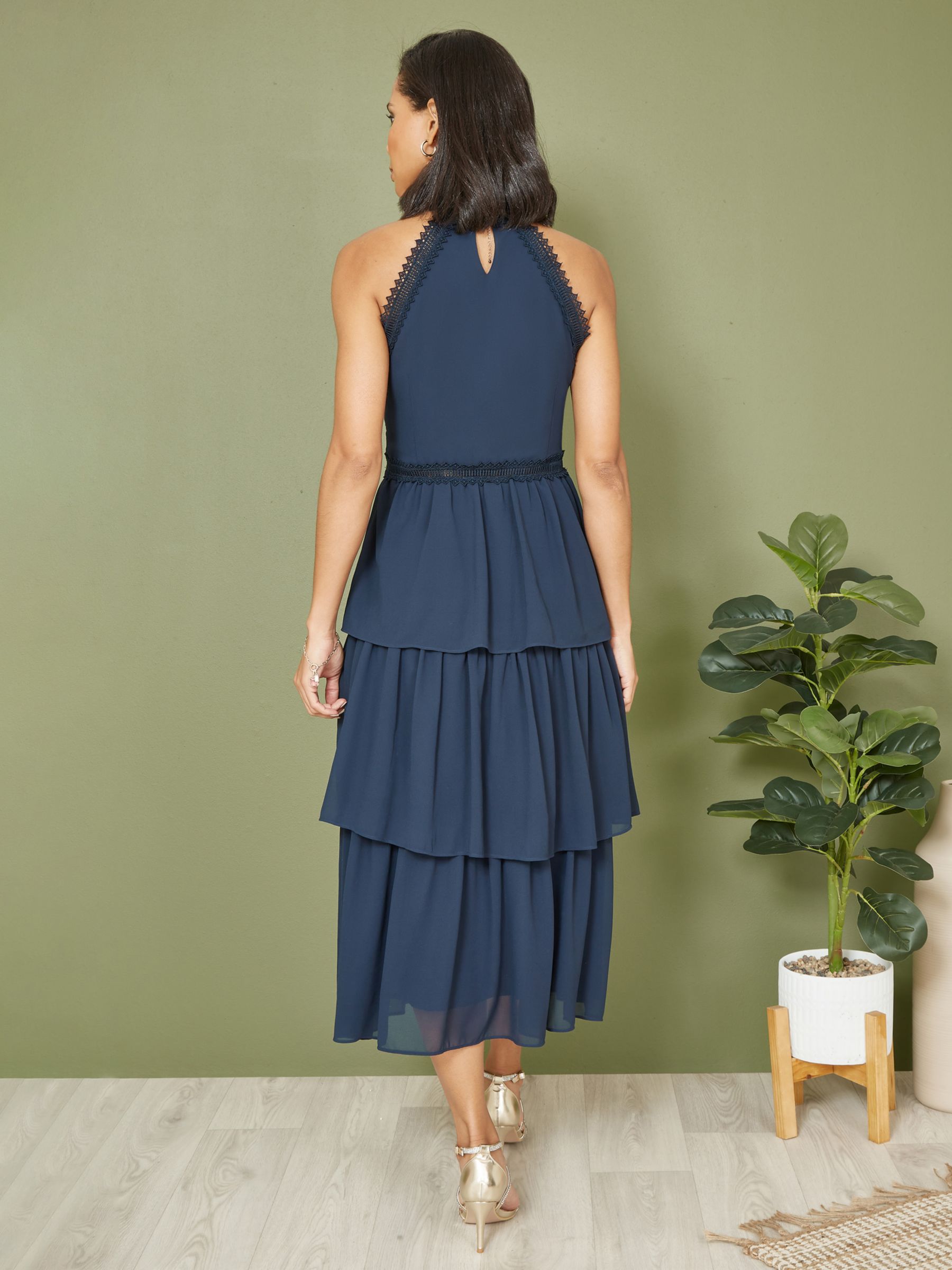 Buy Yumi Lace Halter Neck Midi Dress, Navy Online at johnlewis.com