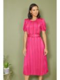 Yumi Satin Pleated Midi Dress, Pink