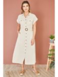 Yumi Linen Look Midi Shirt Dress, Neutral