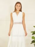 Yumi Lace Trim Cotton Maxi Sundress, White
