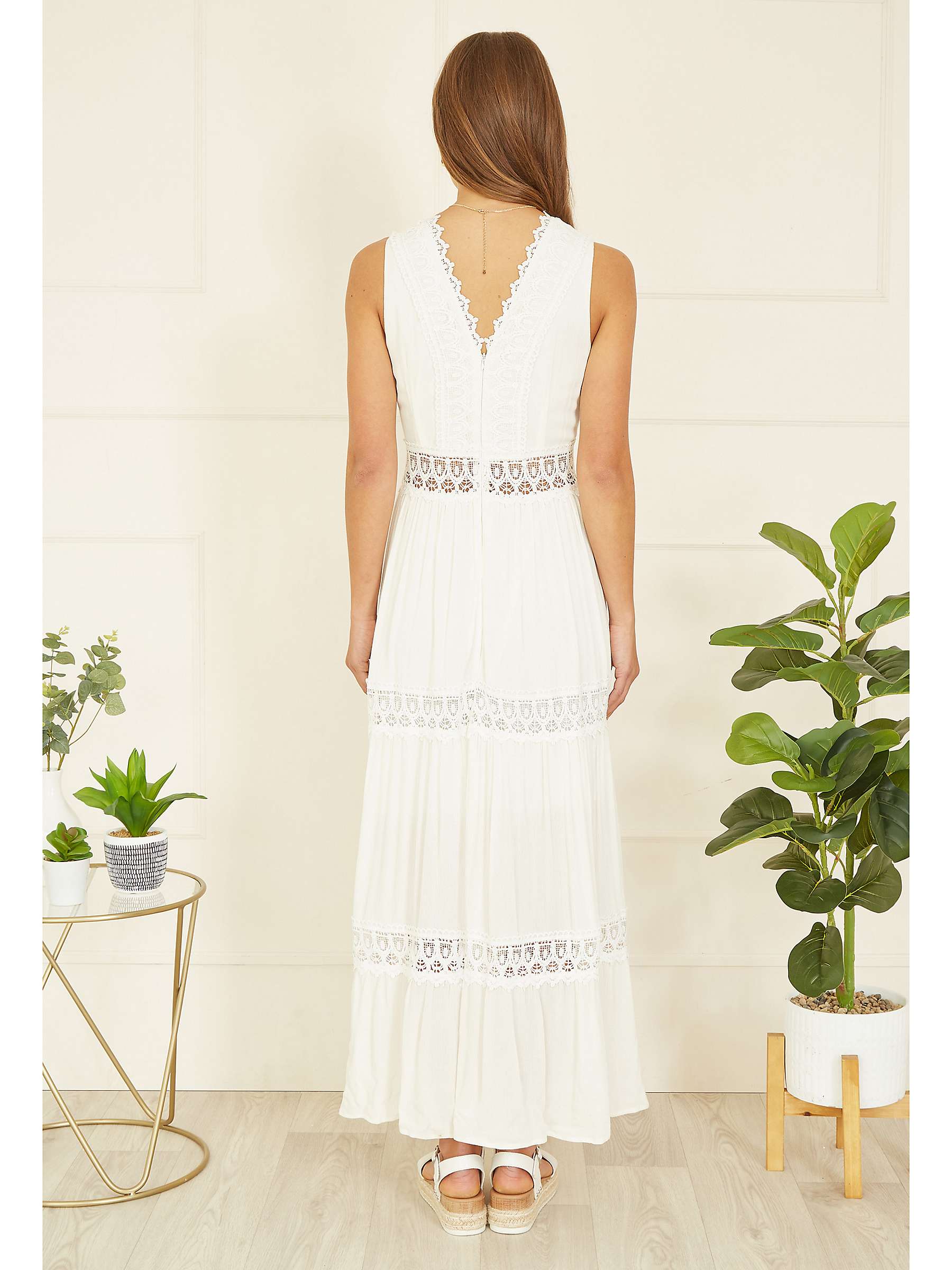 Buy Yumi Lace Trim Cotton Maxi Sundress, White Online at johnlewis.com