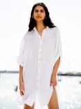 Yumi Linen Relaxed Fit Longline Shirt Dress