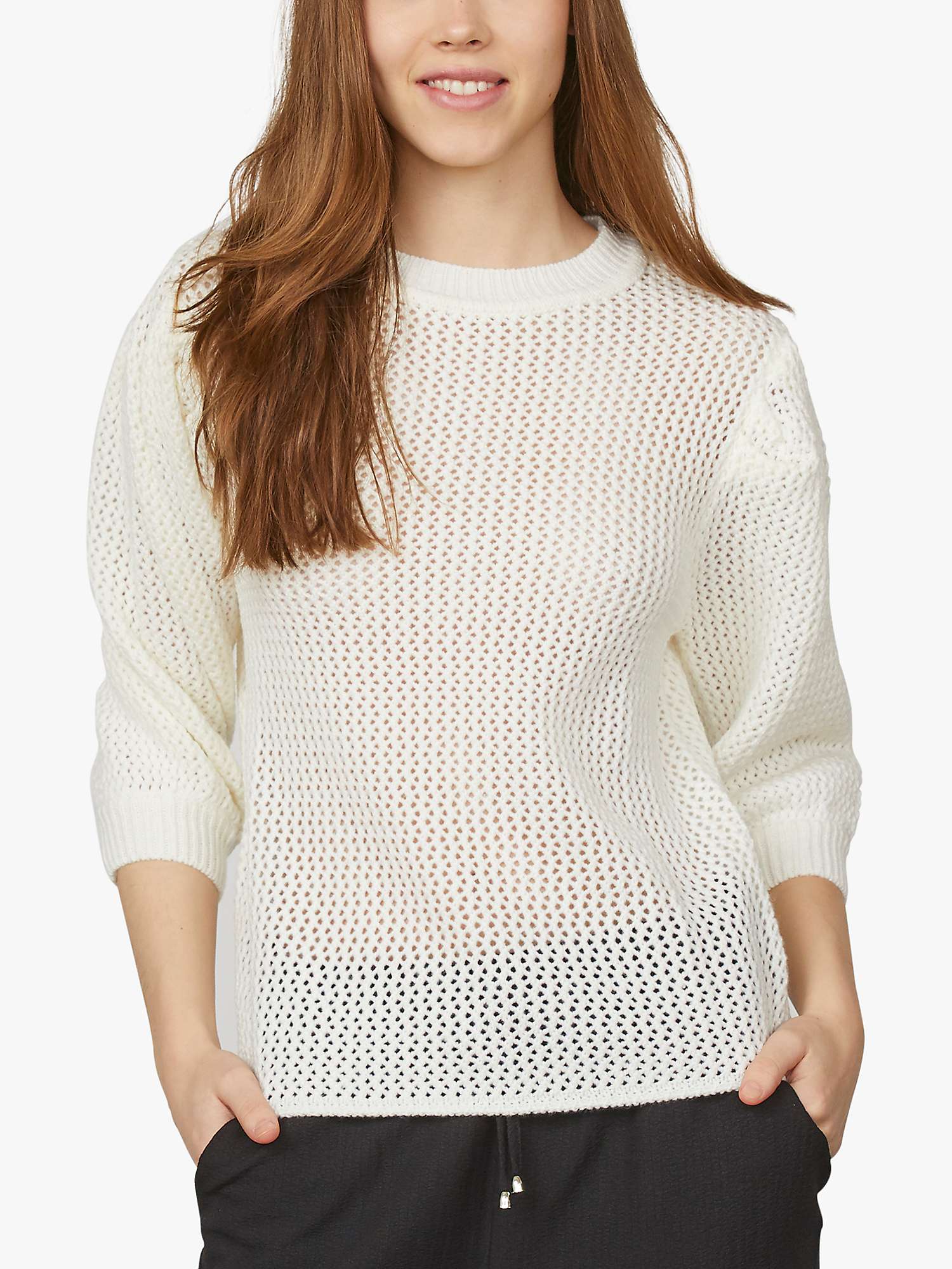 Buy Sisters Point Hava-Pu Loose Knitted Jumper, Cream Online at johnlewis.com