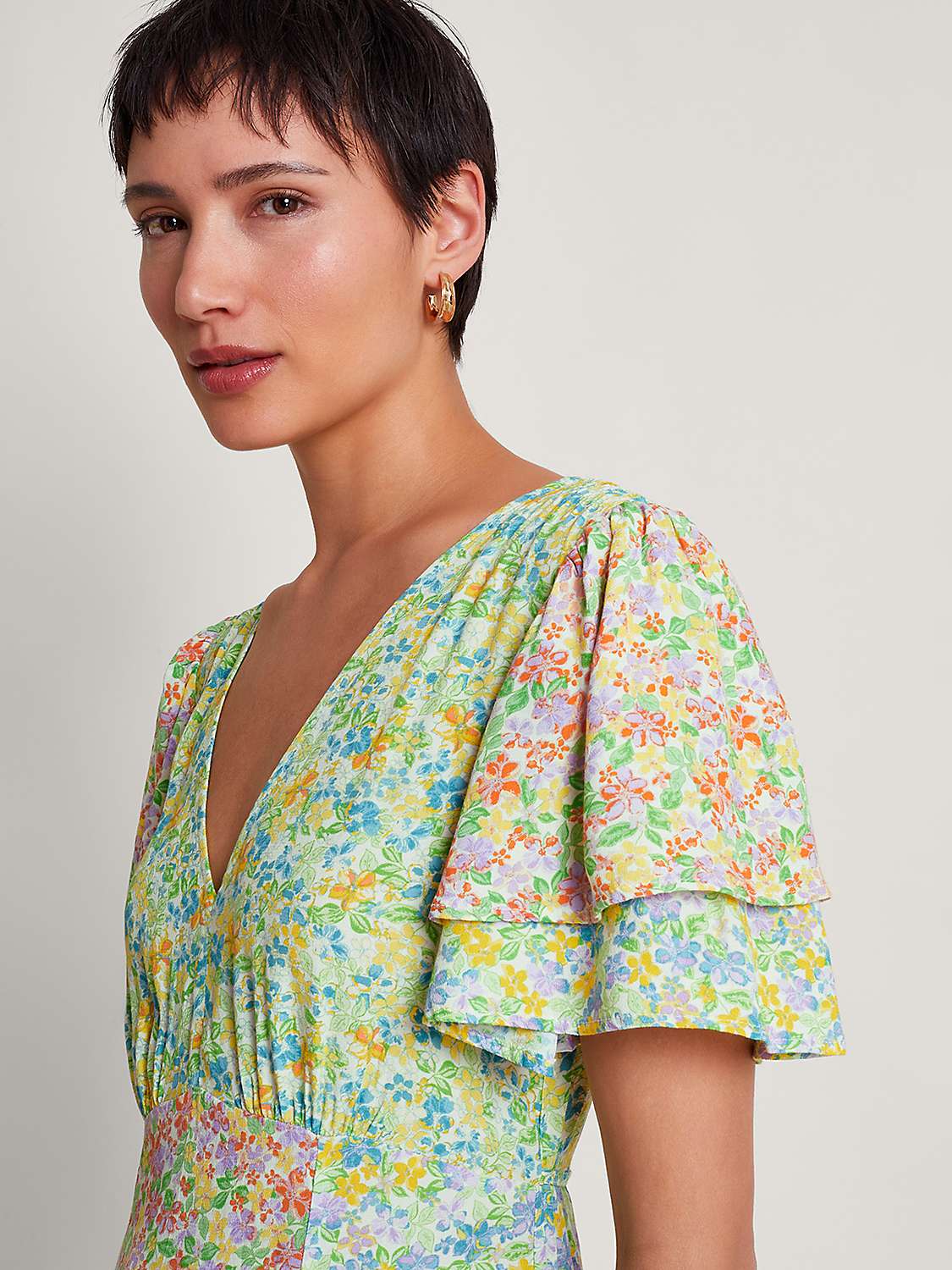 Buy Monsoon Tatum Floral Print Midi Tea Dress, Multi Online at johnlewis.com