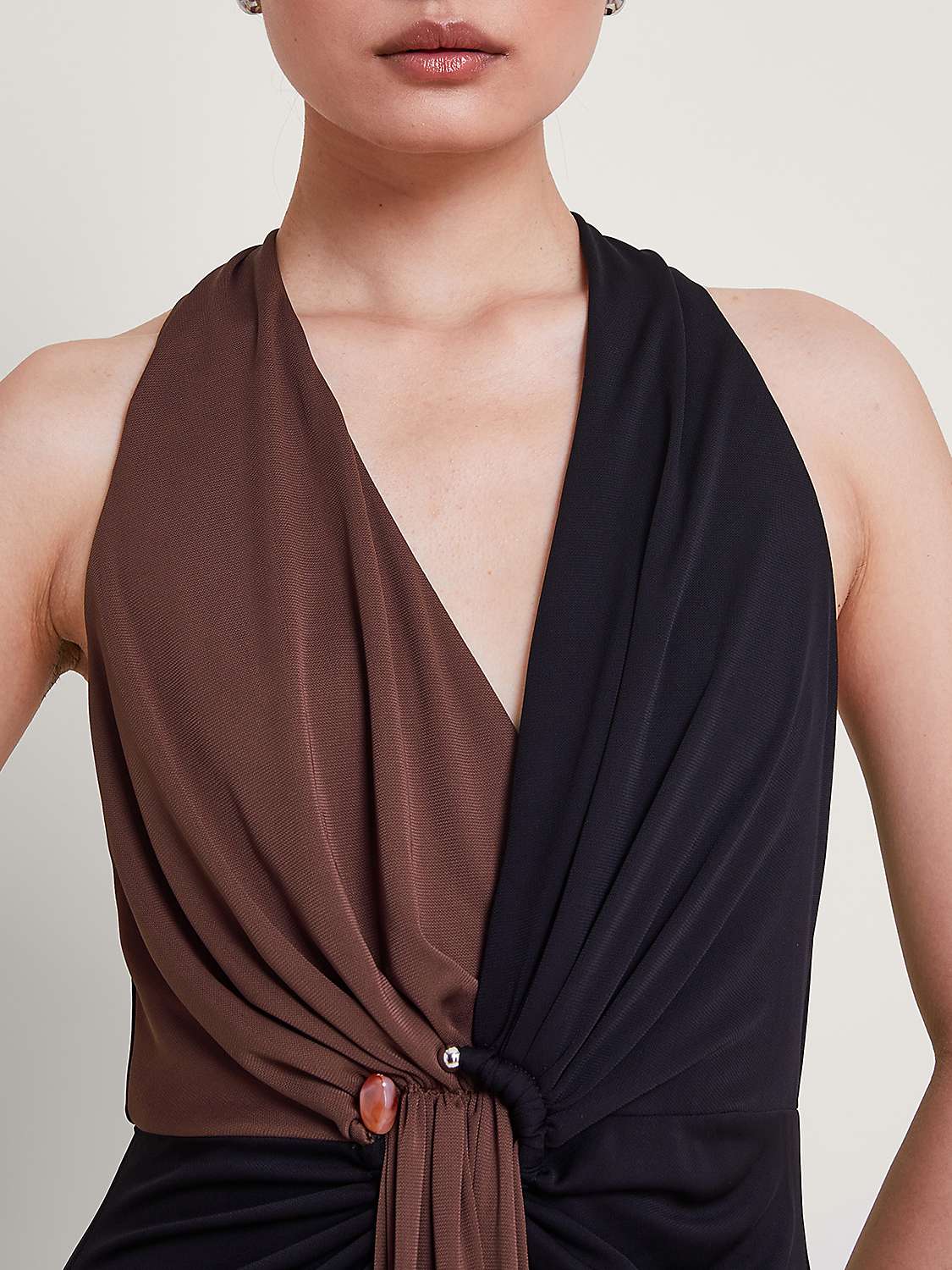 Buy Monsoon Tia Colour Block Midi Dress, Brown/Black Online at johnlewis.com