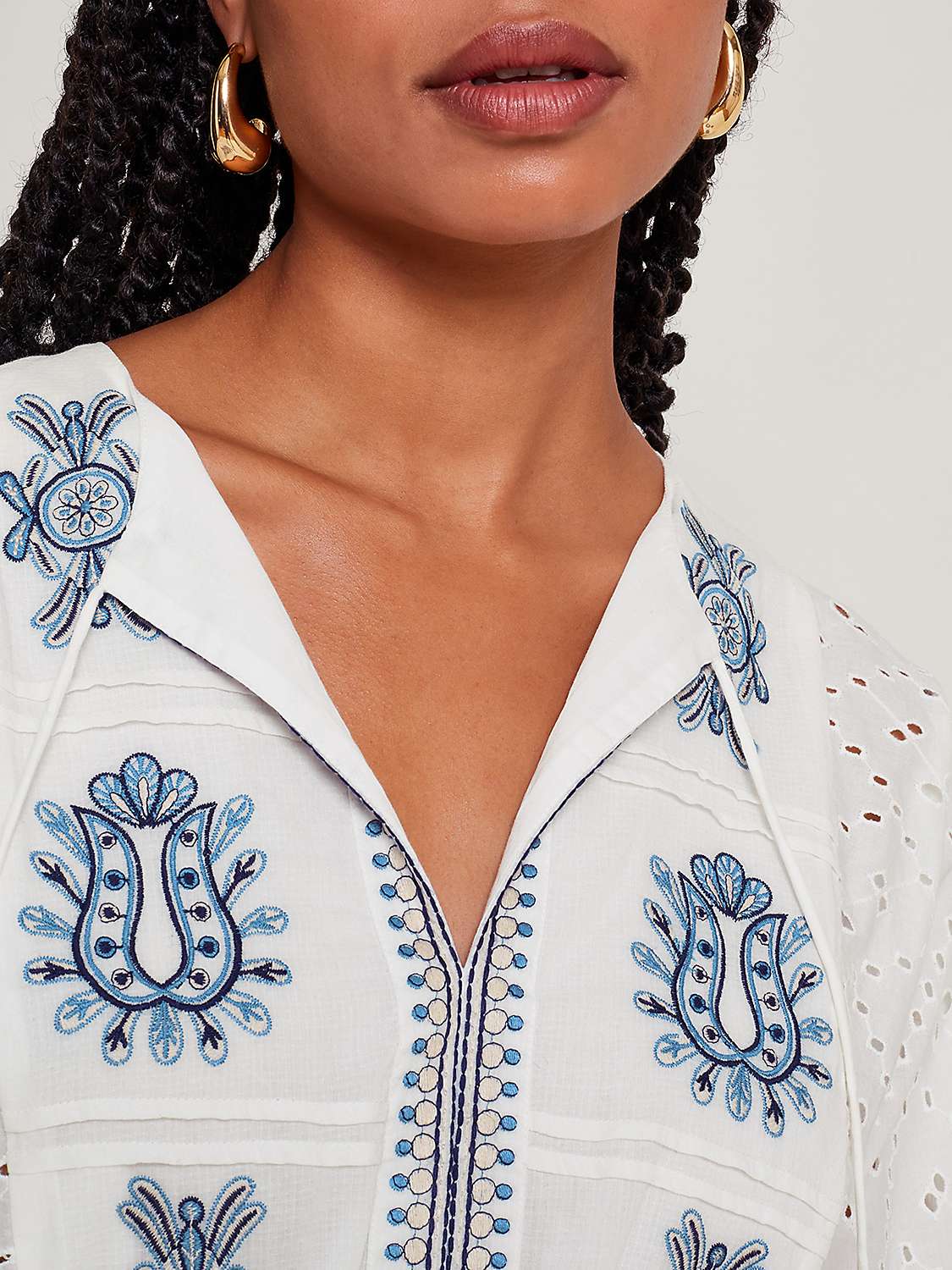 Buy Monsoon Katied Embroidered Kaftan Dress, Ivory/Multi Online at johnlewis.com