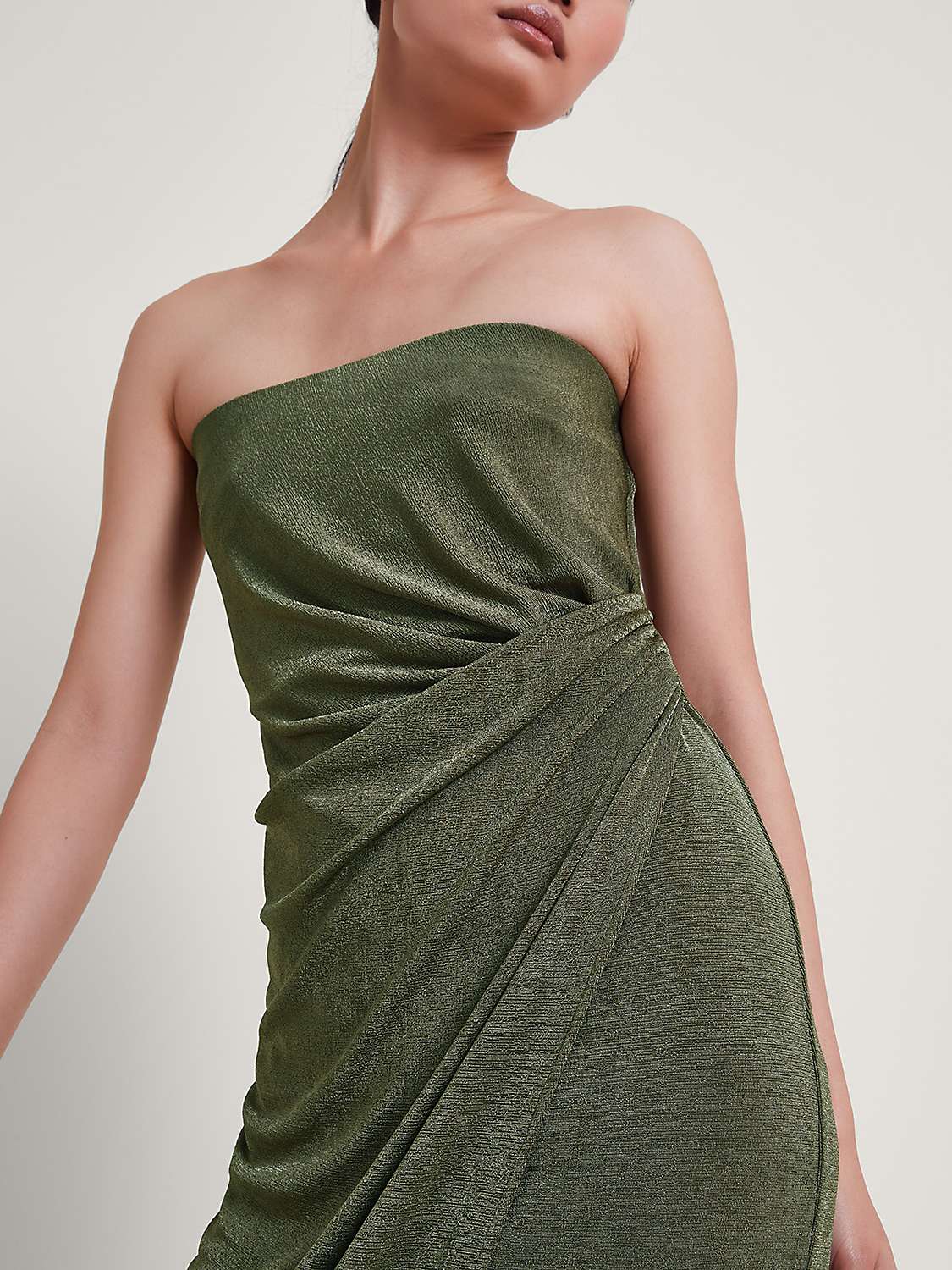 Buy Monsoon Billi Ruched Bandeau Dress, Khaki Online at johnlewis.com