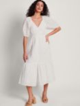 Monsoon Bettie Broderie Midi Dress, White, White