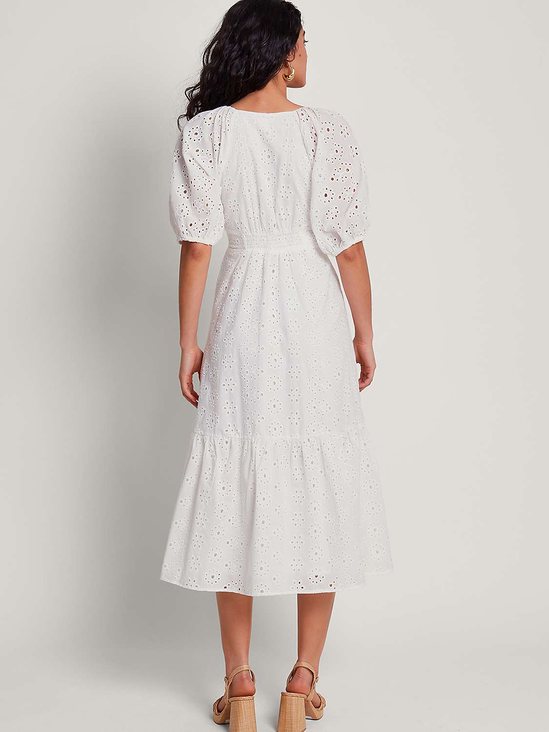 Buy Monsoon Bettie Broderie Midi Dress, White Online at johnlewis.com