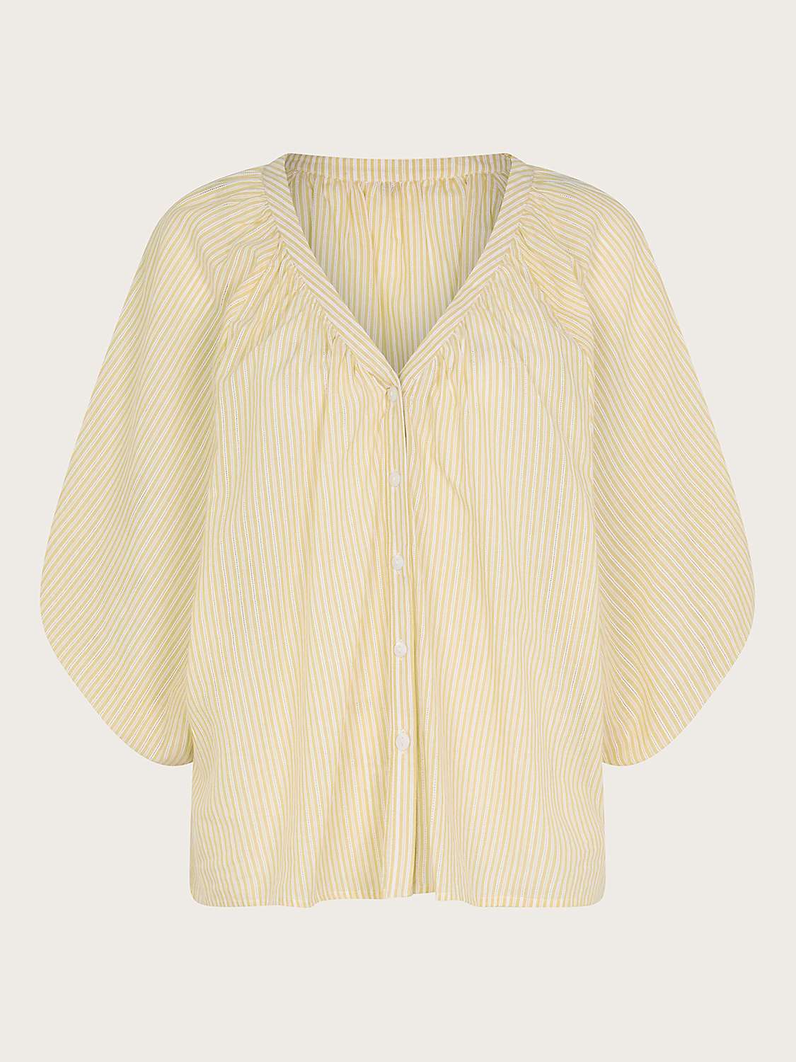 Buy Monsoon Avery Puff Sleeve Stripe Cotton Shirt, Yellow Online at johnlewis.com
