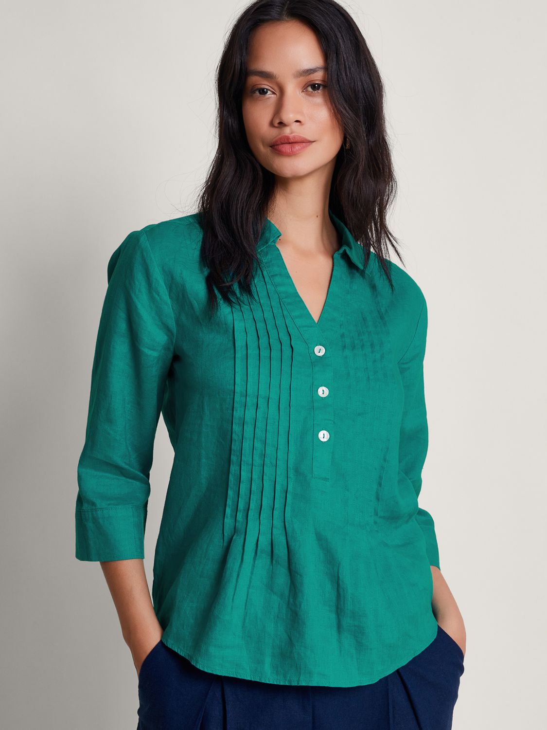 Monsoon Elsie Pintuck Linen Blouse