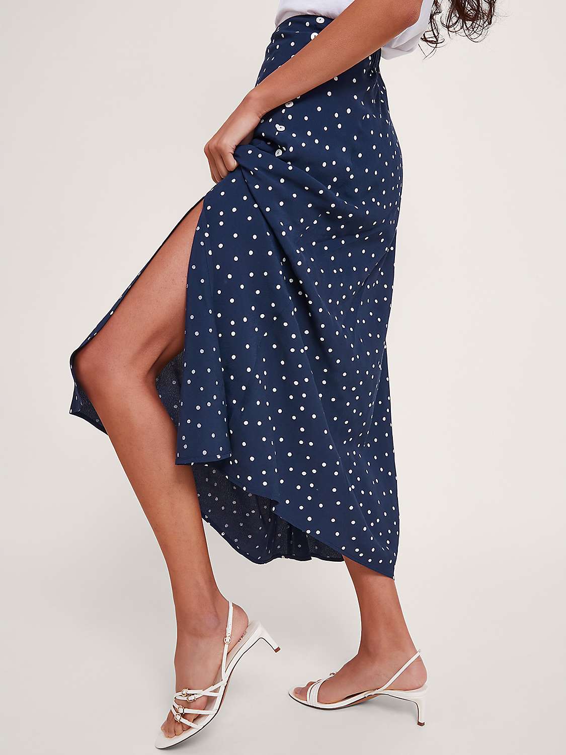 Buy Monsoon Shiloh Spot Maxi Skirt, Navy Online at johnlewis.com