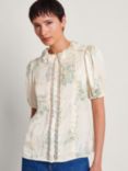 Monsoon Dianna Satin Blouse, Ivory, Ivory