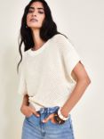 Monsoon Sia Slouch Jumper, Ivory, Ivory
