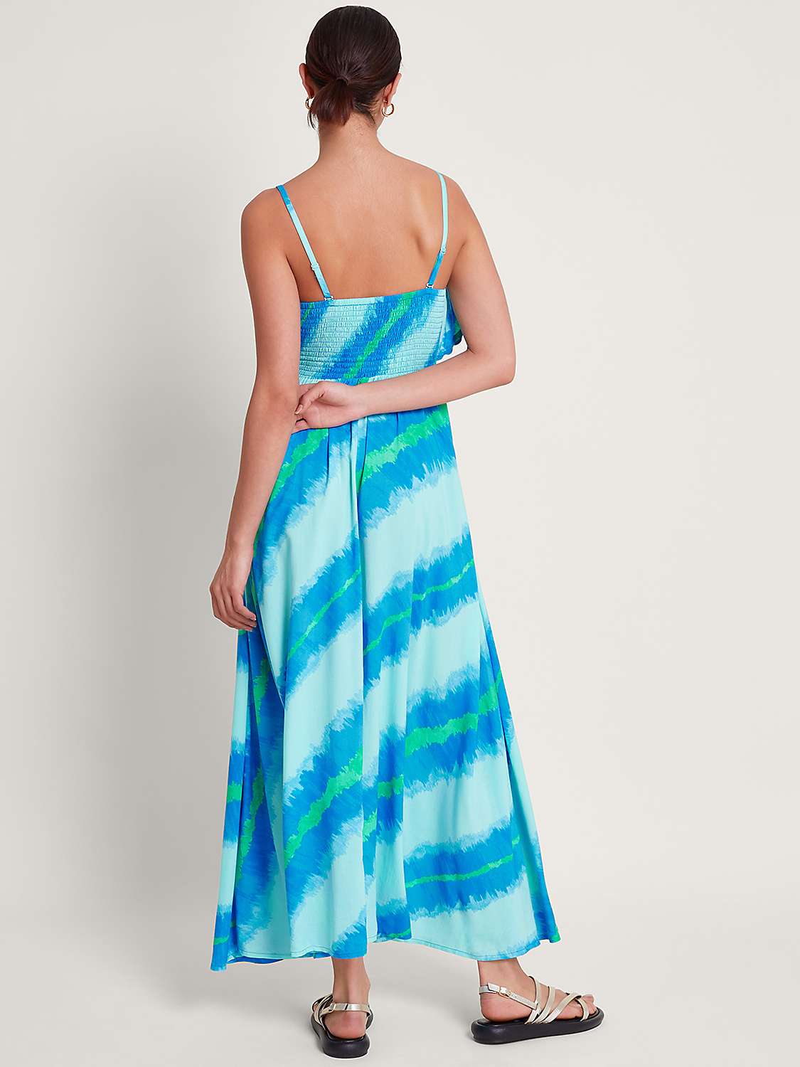 Buy Monsoon Zifia Bandeau Frill Maxi Dress, Blue/Multi Online at johnlewis.com
