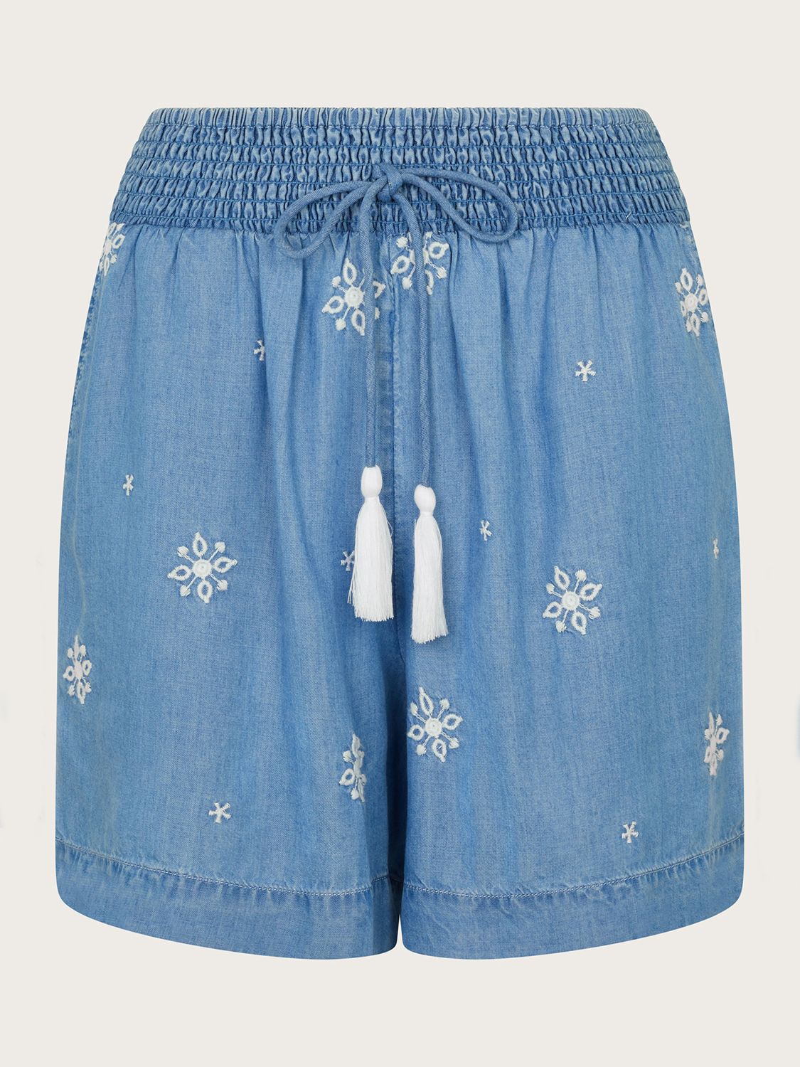 Monsoon Lyrica Embroidered Shorts, Denim Blue, S