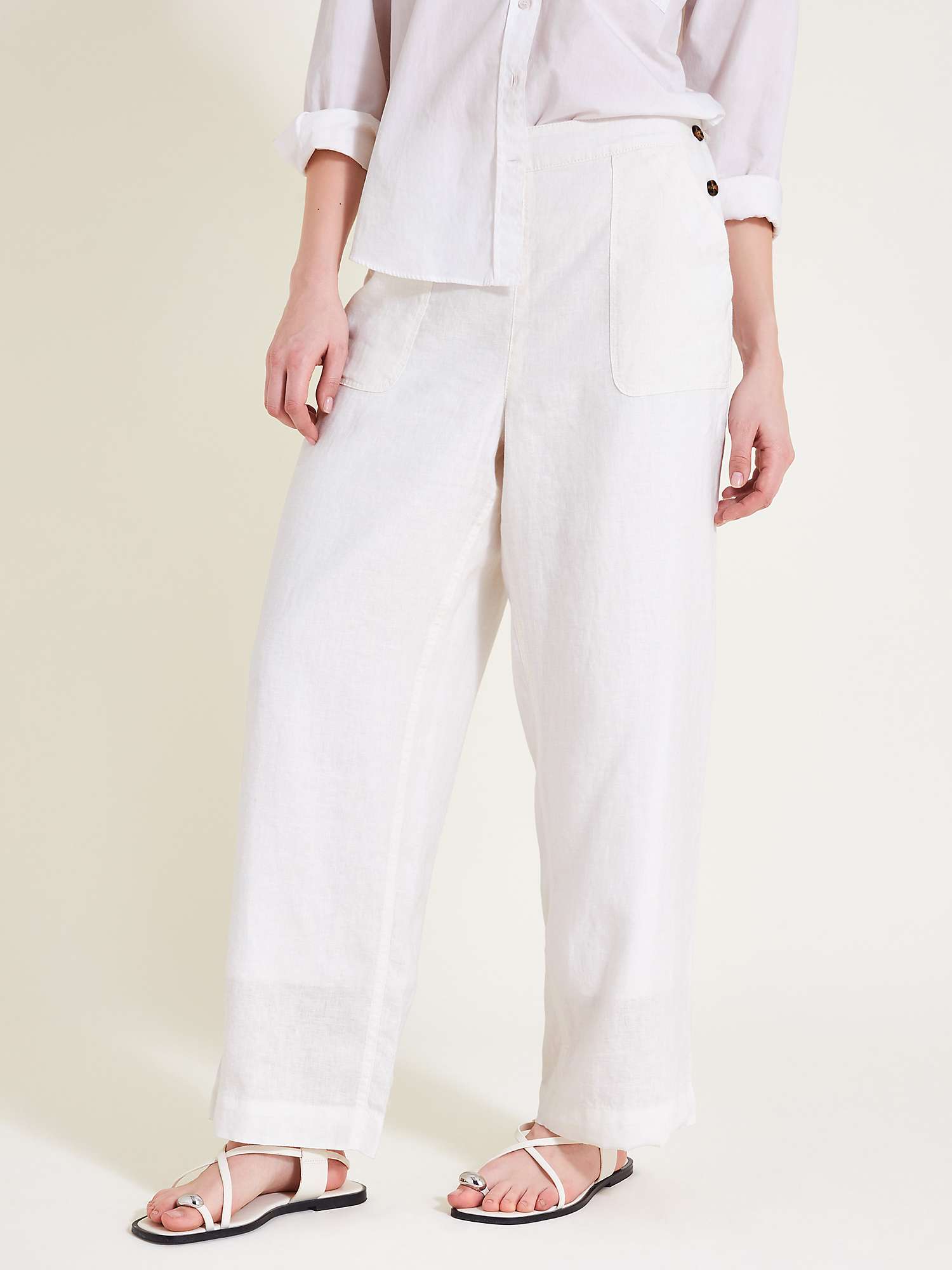 Buy Monsoon Parker Linen Trousers, White Online at johnlewis.com