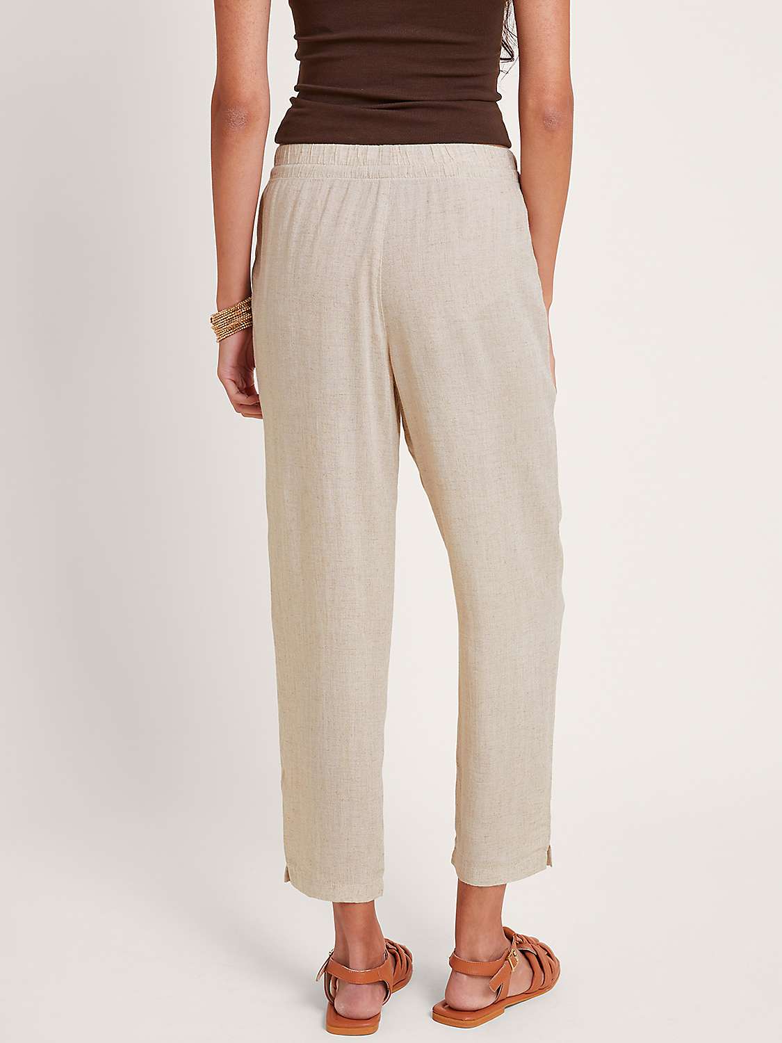 Buy Monsoon Penina Linen Blend Crop Trousers, Natural Online at johnlewis.com