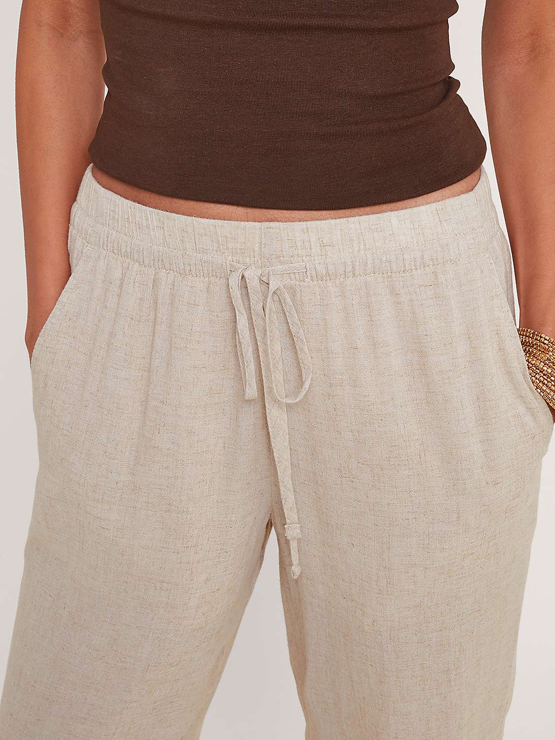 Buy Monsoon Penina Linen Blend Crop Trousers, Natural Online at johnlewis.com