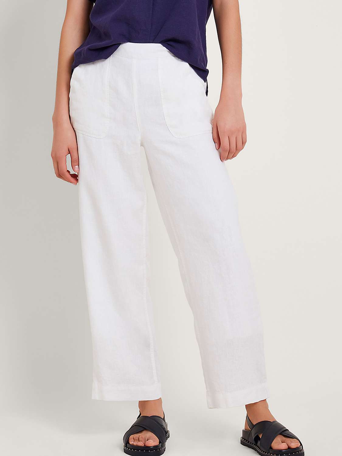 Buy Monsoon Parker Linen Cropped Trousers, White Online at johnlewis.com