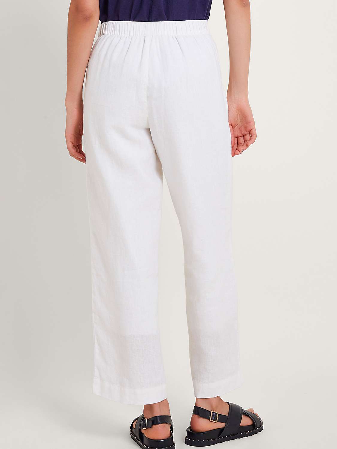 Buy Monsoon Parker Linen Cropped Trousers, White Online at johnlewis.com