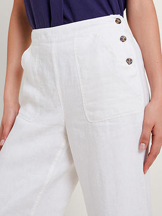 Monsoon Parker Linen Cropped Trousers, White