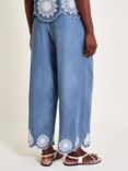 Monsoon Talia Embroidered Trousers, Denim Blue