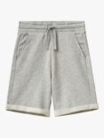 Benetton Kids' Cotton Sweat Bermuda Shorts, Medium Melange Grey