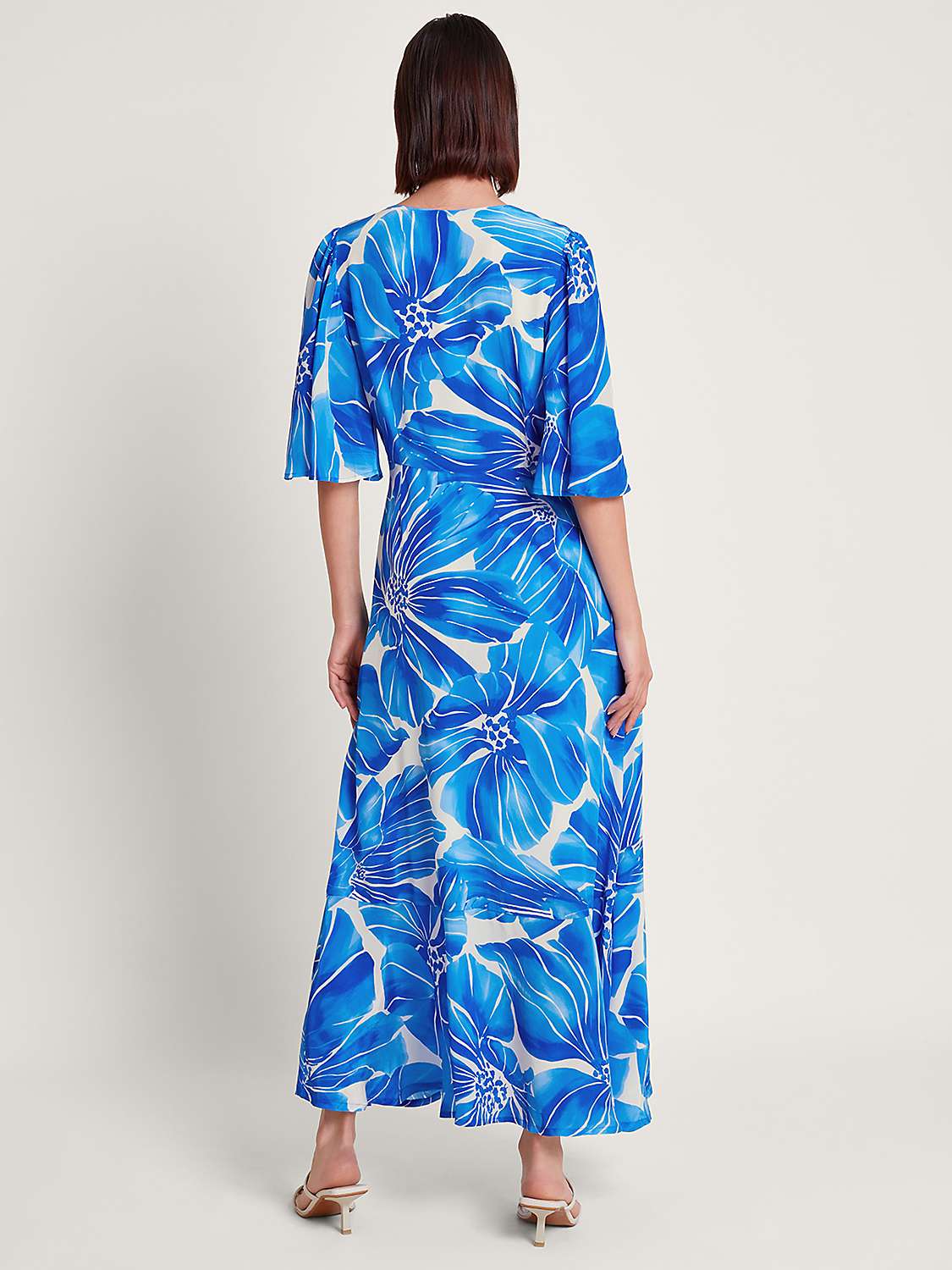 Buy Monsoon Maura Large Floral Print Maxi Dress, Blue/White Online at johnlewis.com