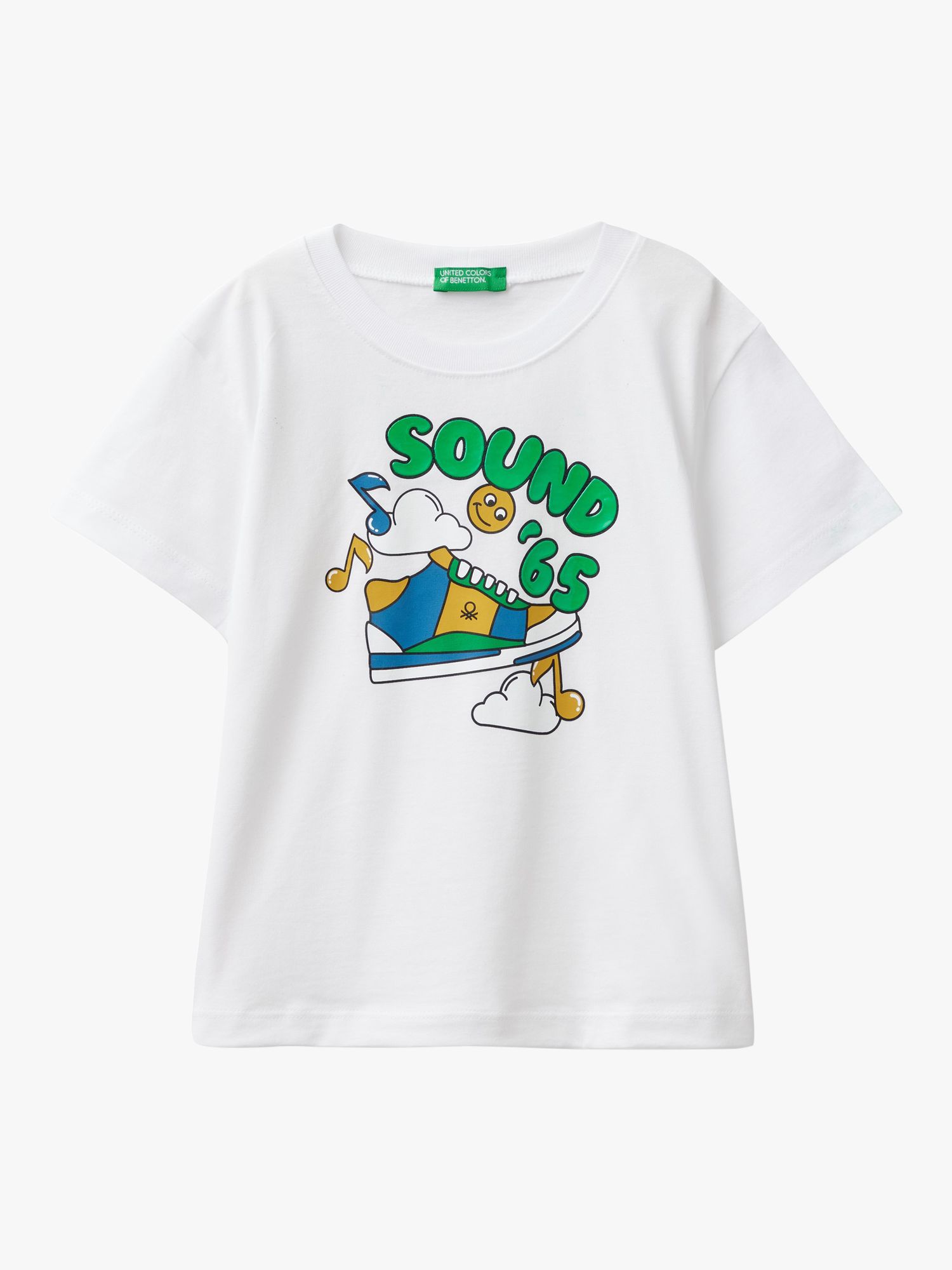 Benetton Kids' Sound Of '65 Graphic Short Sleeve T-Shirt, Optical White, 18-24 months