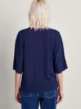 Monsoon Bea Linen Blend Cardigan, Navy