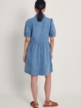 Monsoon Adeena Zip Neck Short Dress, Denim Blue