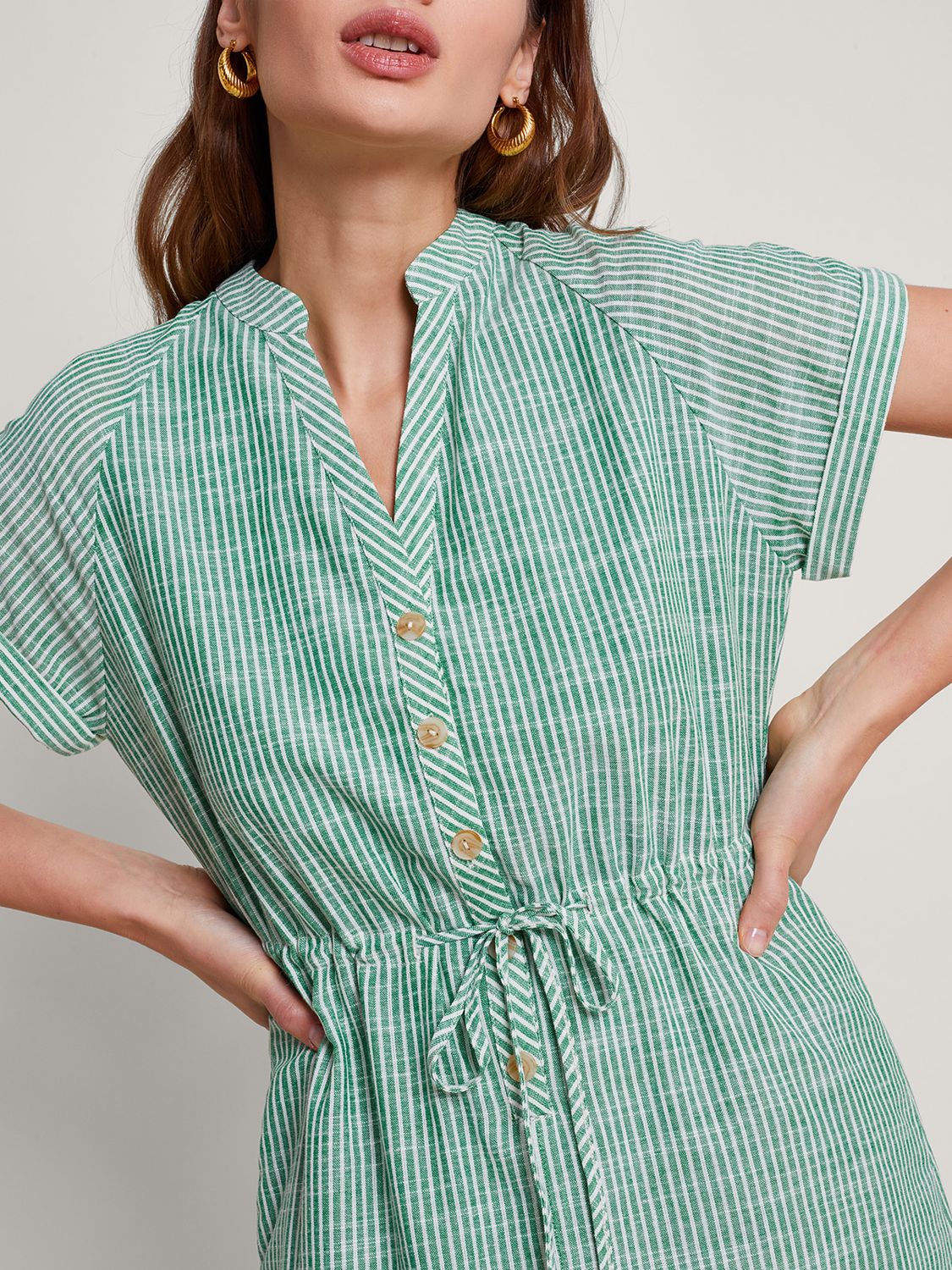 Buy Monsoon Athena Stripe Midi Dress, Green Online at johnlewis.com