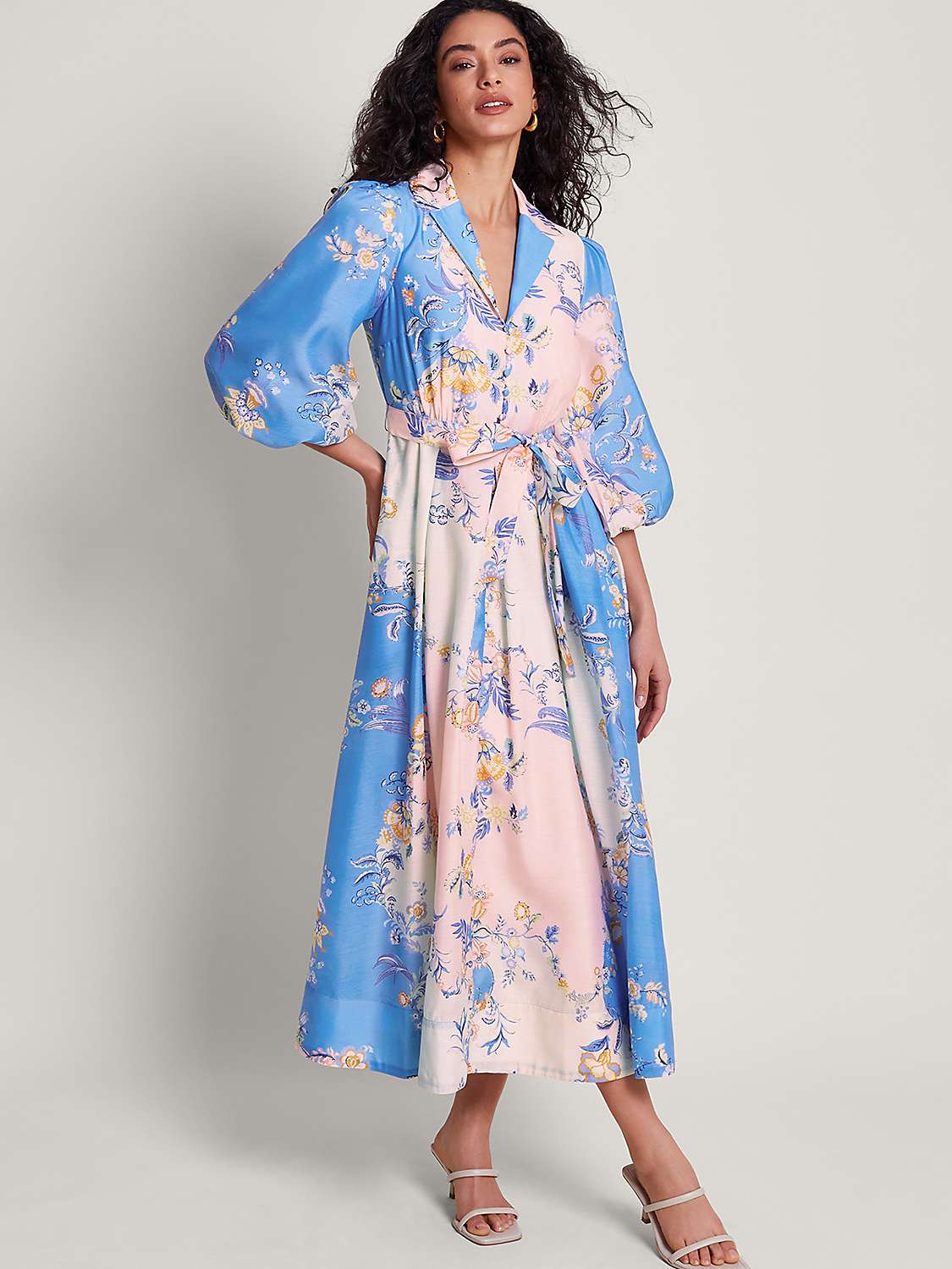 Buy Monsoon Adela Floral Shirt Midi Dress, Blue/Multi Online at johnlewis.com
