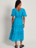 Monsoon Beatrice Broderie Midi Dress, Turquoise