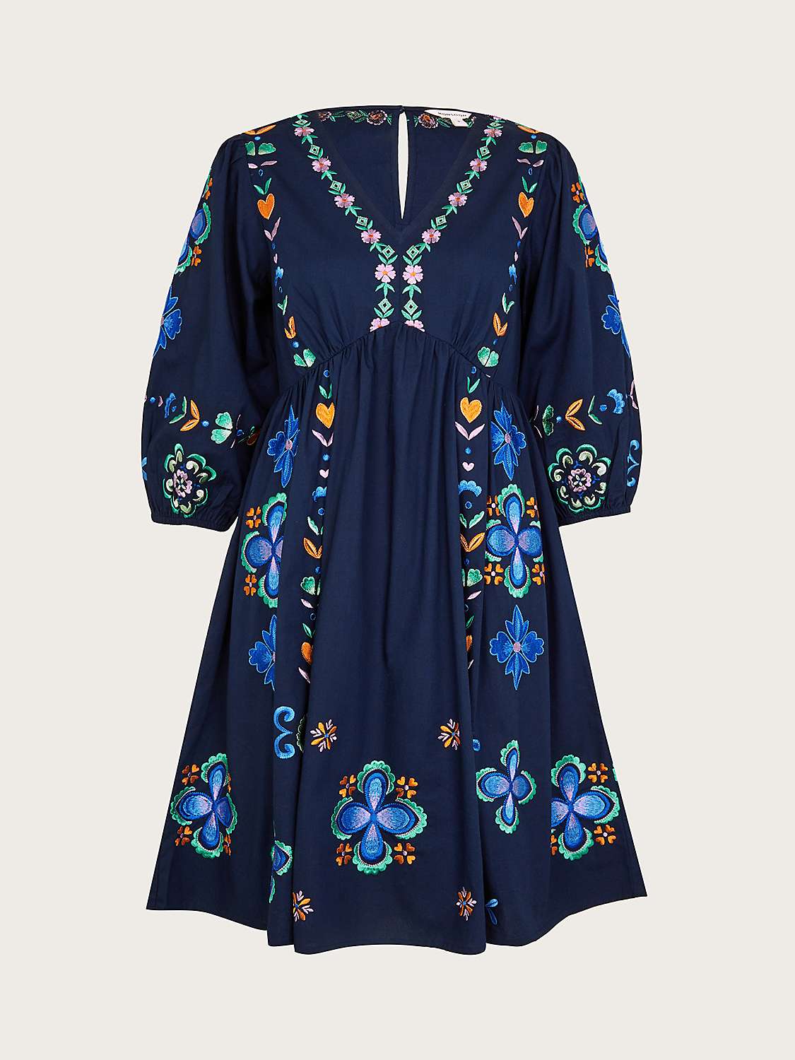 Buy Monsoon Eden Embroidered Mini Dress, Navy Online at johnlewis.com