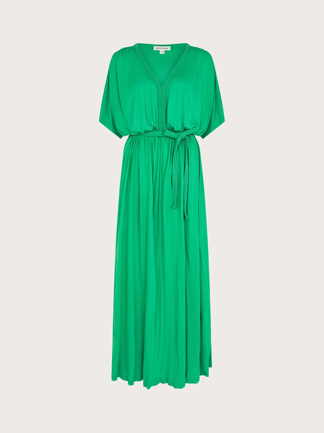 Monsoon Everly Maxi Jersey Dress, Green, S