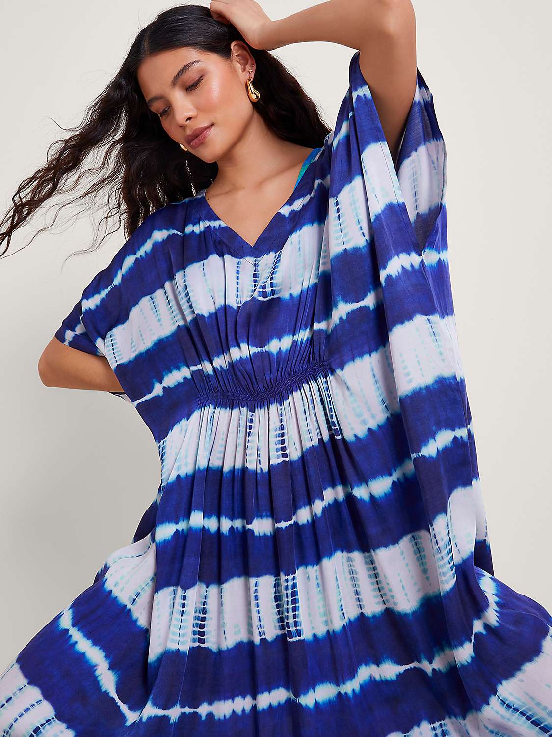 Buy Monsoon Nova Tie Dye Kaftan, Blue/White Online at johnlewis.com