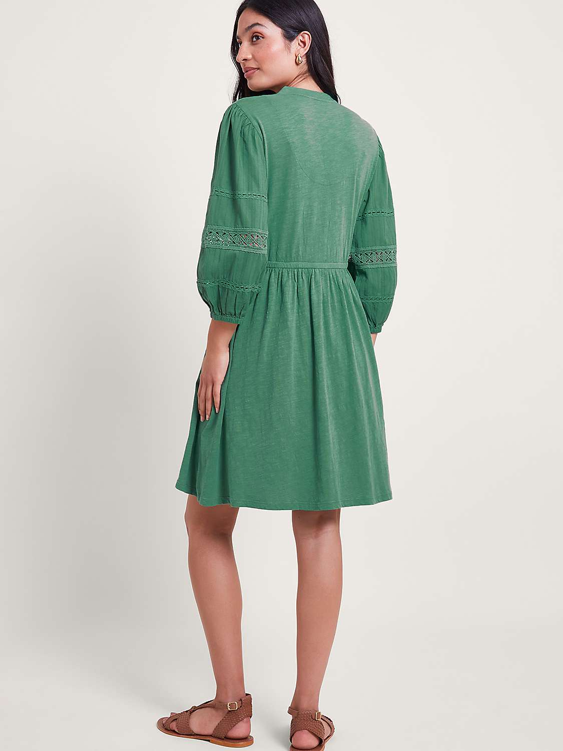 Buy Monsoon Lia Lace Trim Dress, Green Online at johnlewis.com
