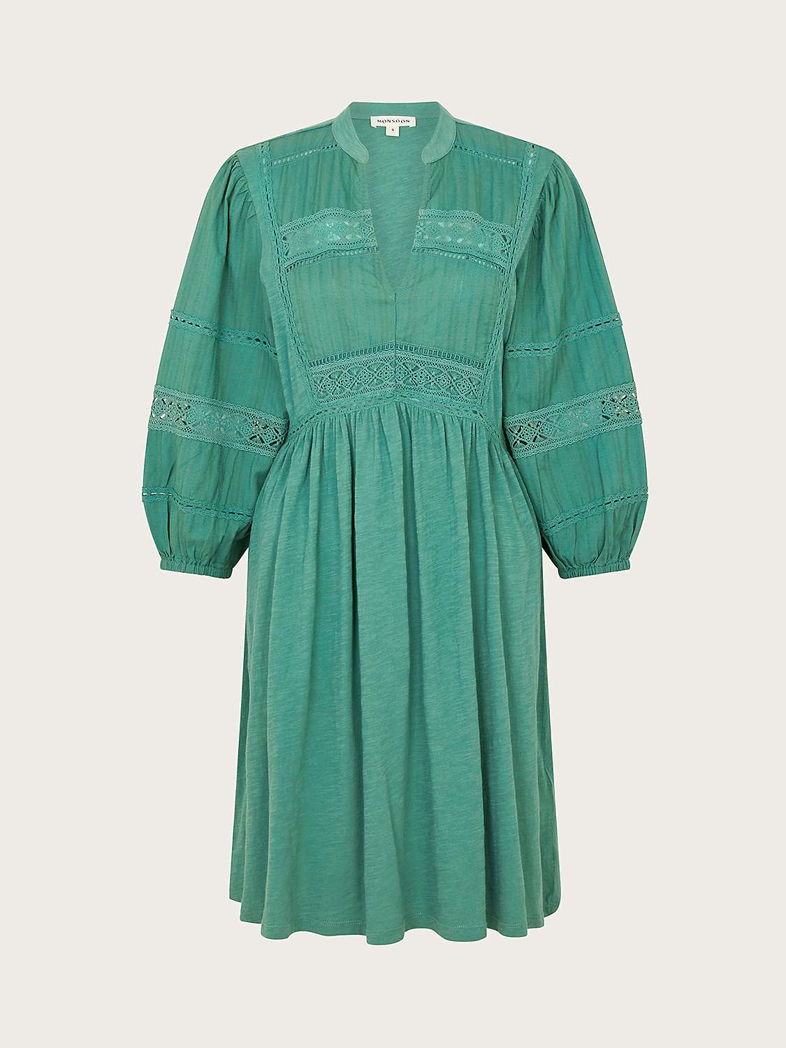 Buy Monsoon Lia Lace Trim Dress, Green Online at johnlewis.com