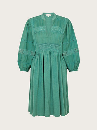 Monsoon Lia Lace Trim Dress, Green