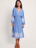 Monsoon Tabitha Embroidered Dress, Blue
