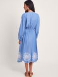 Monsoon Tabitha Embroidered Dress, Blue, Blue