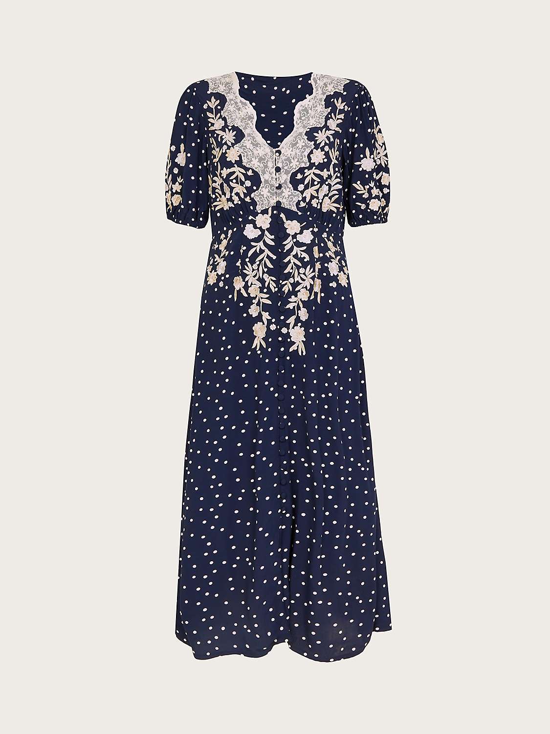 Buy Monsoon Tori Floral and Polka Dot Midi Tea Dress, Navy Online at johnlewis.com