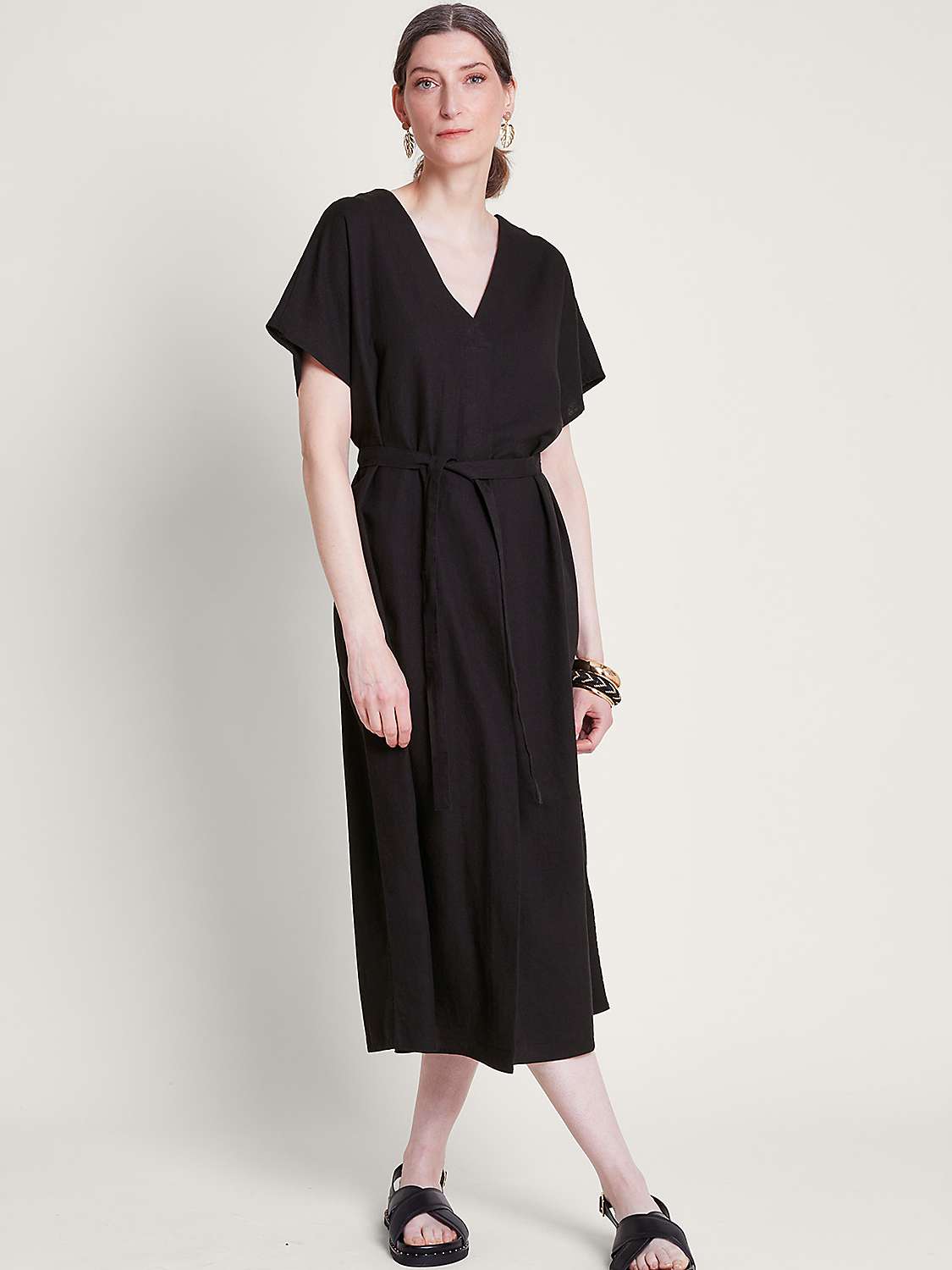 Buy Monsoon Verity Linen Blend Midi Dress Online at johnlewis.com