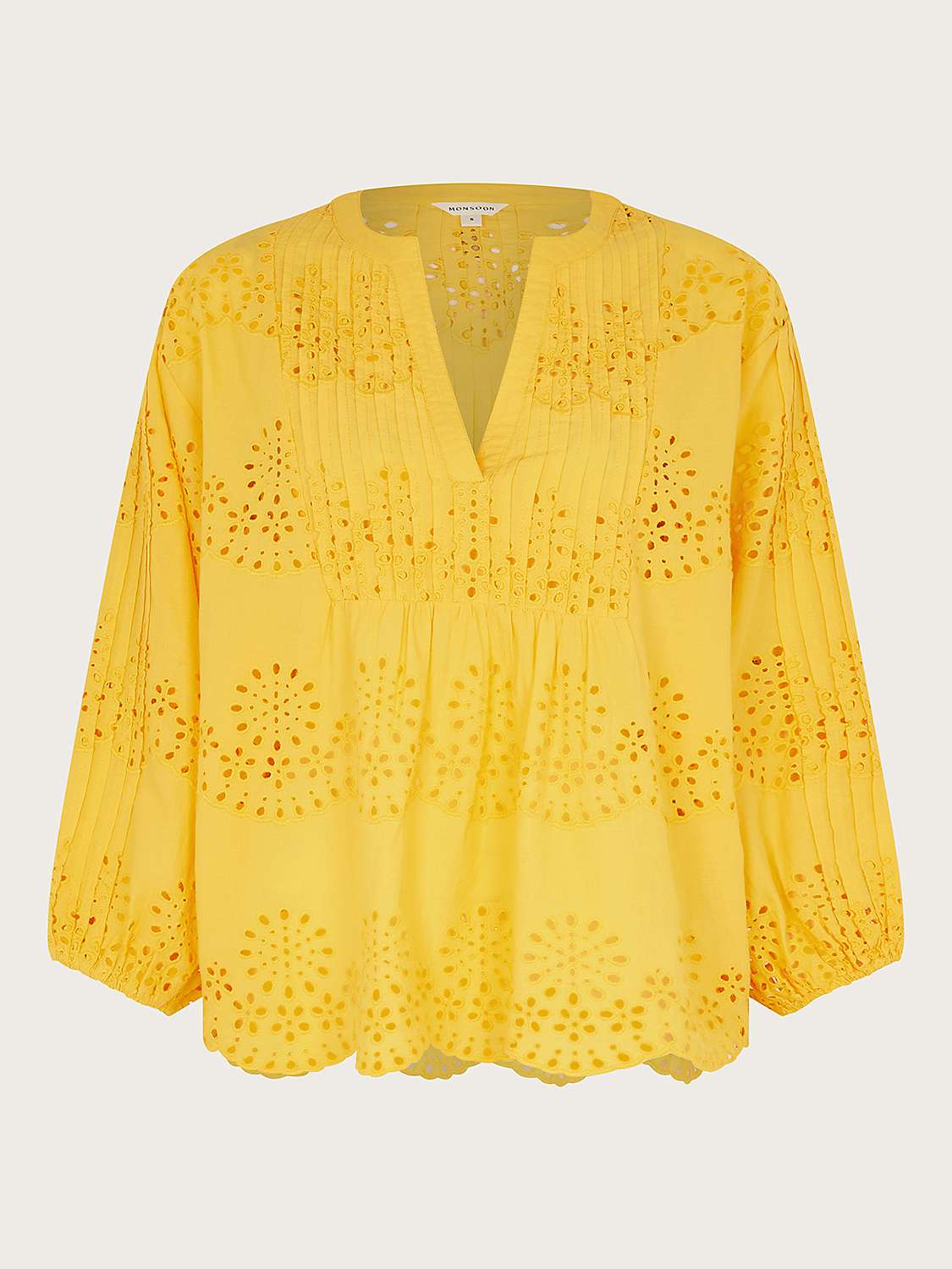 Buy Monsoon Serena Broderie Top, Yellow Online at johnlewis.com