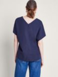 Monsoon Viola Linen Blend Top, Navy