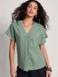 Monsoon Viola Linen Blend Top, Khaki