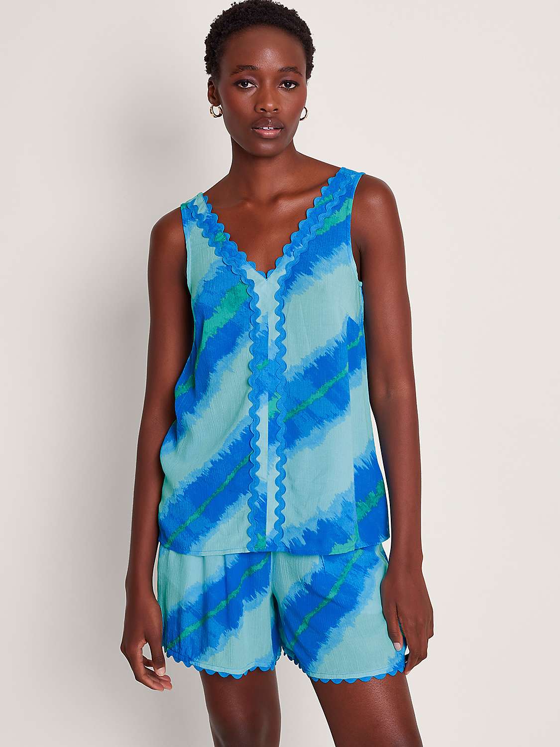Buy Monsoon Zifia Scalloped Edge Cami Top, Blue/Multi Online at johnlewis.com