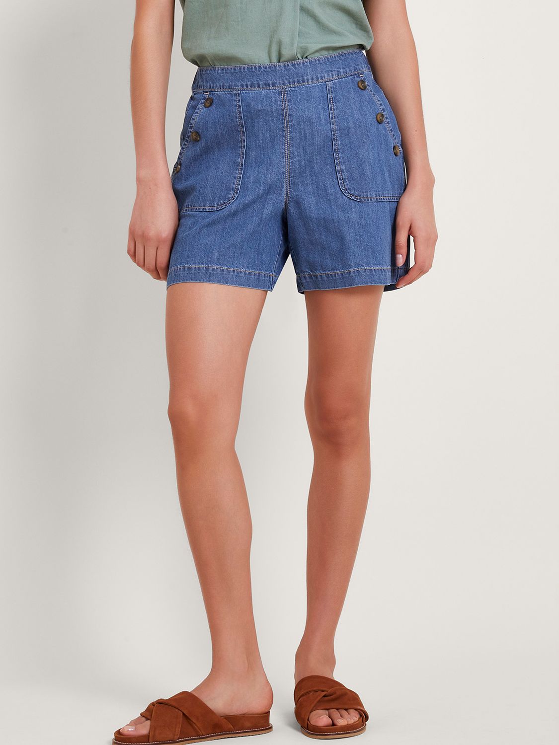 Monsoon Harper Denim Shorts, Blue, S